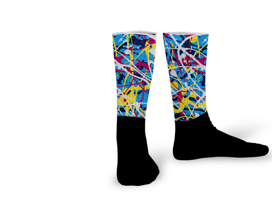 Blue Splatter Athletic Socks