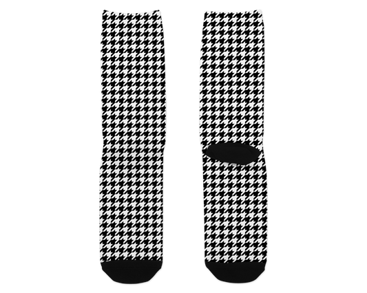 Black and White Houndstooth Dress Socks